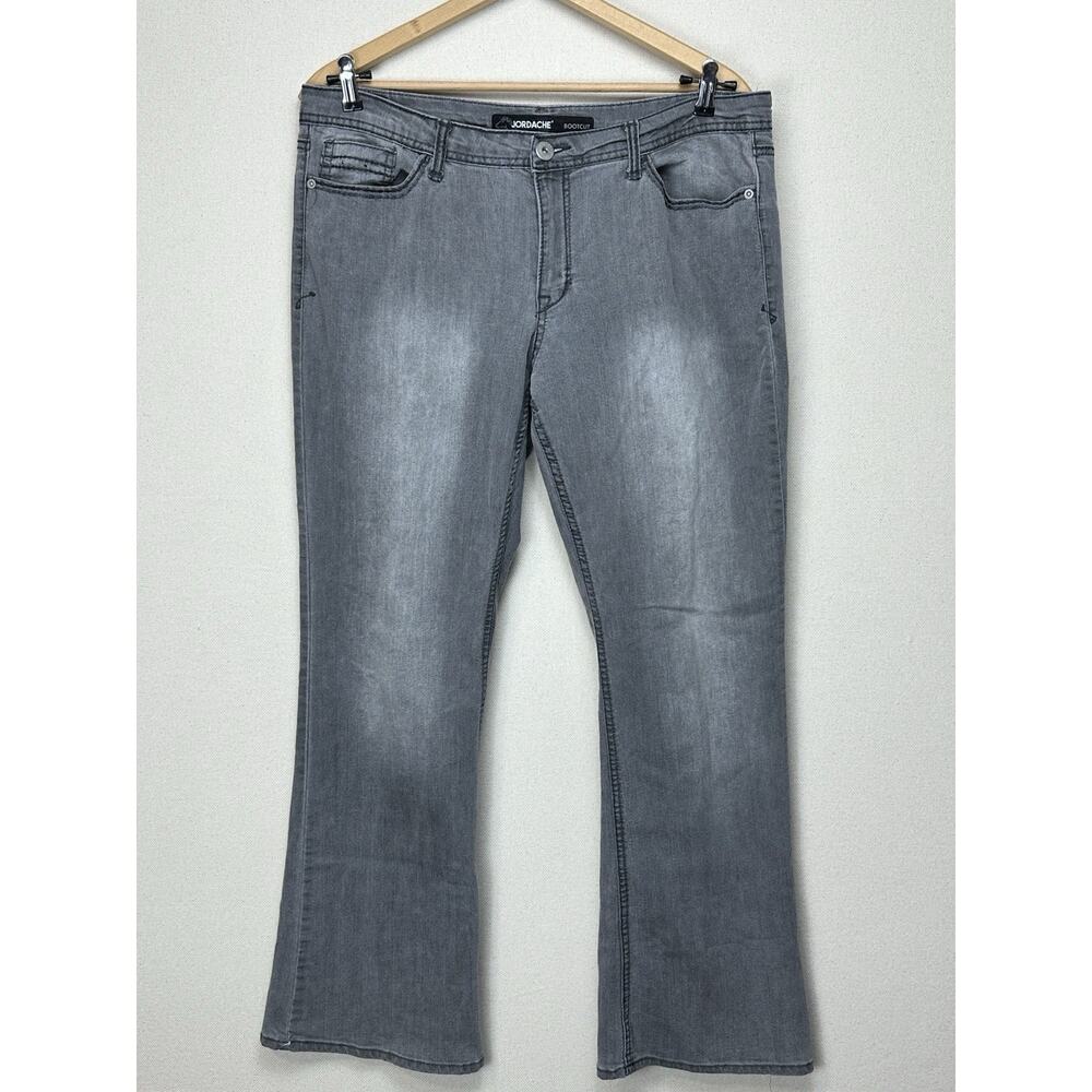 Jordache Bootcut Women’s Gray Wash Stretch Embellished Pocket Jeans Size 16
